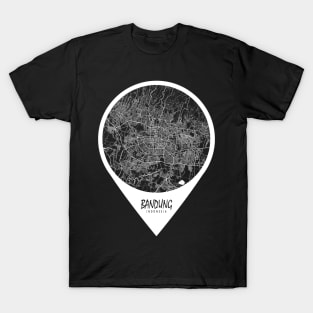 Bandung, Indonesia City Map - Travel Pin T-Shirt